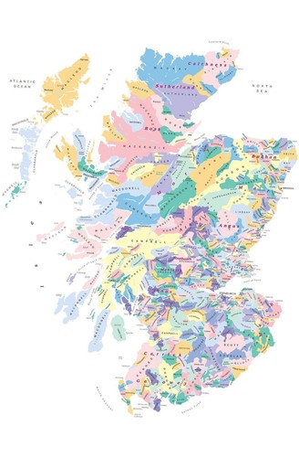 Clan map of Scotland with names reproduction poster with choice of frame - Picture 2 of 4