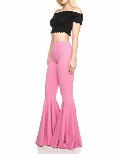 Women Lady Mermaid High Waisted Wide Leg Yoga Bell Bottom Flared Pants Leggings - Picture 26 of 29