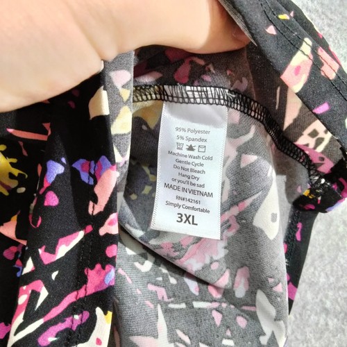 Lularoe Madison Rock Damen Größe 3XL Schwarz Rosa Gelb Abstrakt Stretch Pull On - Bild 8 von 13