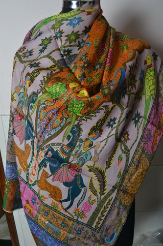 SILK PASHMINA TRIBAL ART ETHNIQ PRINTED RING PASHMINA STOLE ~ 16 DESIGNS CHOICE - Picture 8 of 8