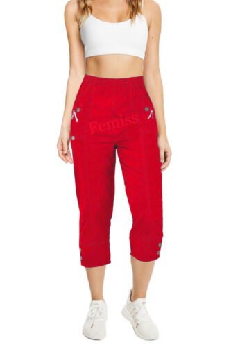 Women Capri Trousers Ladies Three Quarter Cropped Elasticated Soft Summer Pants - Picture 12 of 21