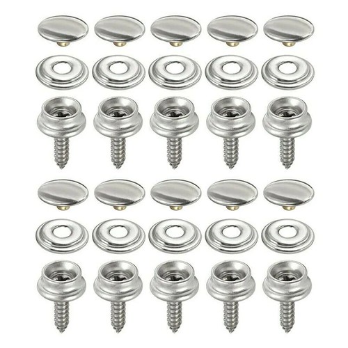 30 pcs boutons-pression toile acier inoxydable bouchons jeu de vis pour tente bateau marine. - Photo 1/21