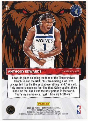 2022-23 Panini Donruss Unleashed Anthony Edwards #13 - Picture 2 of 2