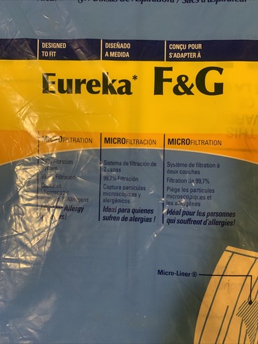 New Unopened Package Of 10 DVC Eureka Style F&G Micro Lined Vacuum Cleaner Bags - Picture 2 of 4