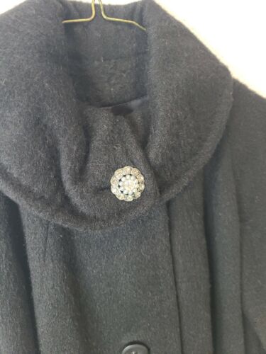 Vintage 1950s Black Wool Blend Over Coat, mad Men, MOD, retro fashion - Picture 2 of 12
