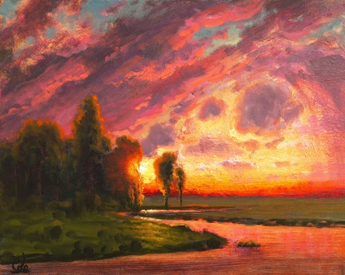 MAX COLE Oil Painting Original Landscape Western Art American Clouds Signed 1856 - Picture 2 of 8