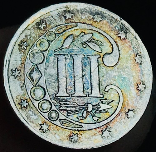 1858 Three Cent Silver Piece Trime 3c Type 2 Choice US Type Coin CC23598 - Picture 6 of 6