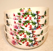 Mikasa Butterfly Garden 6" Bone China Soup Cereal Bowls Set of Four New