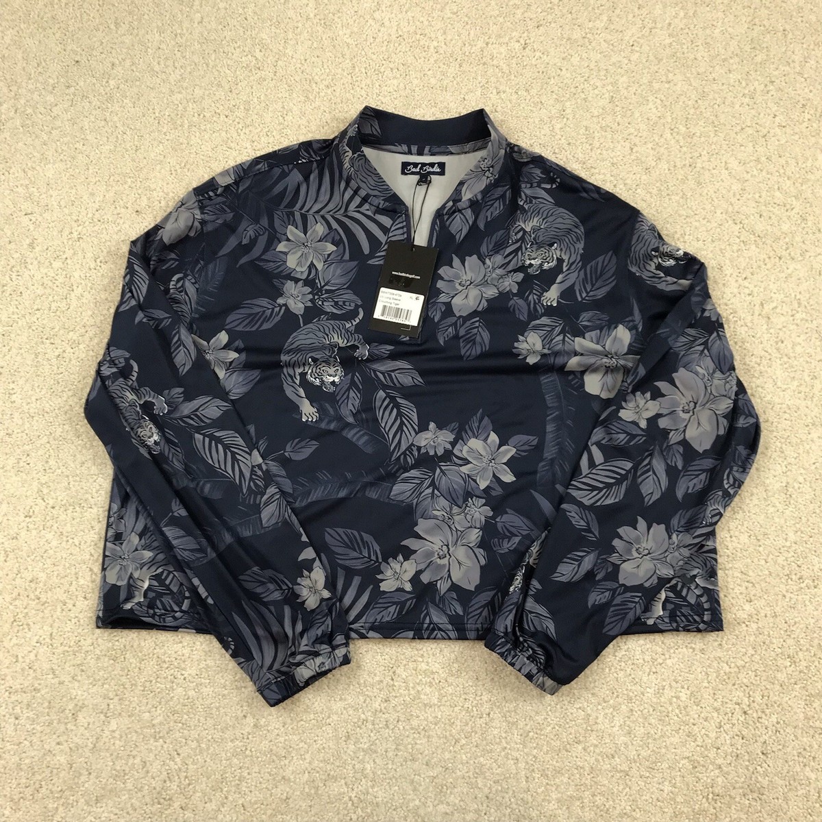 Bad Birdie ブラック長袖　薄起毛ジャージ　クオータージップ Black Quarterzip - Bad Birdie