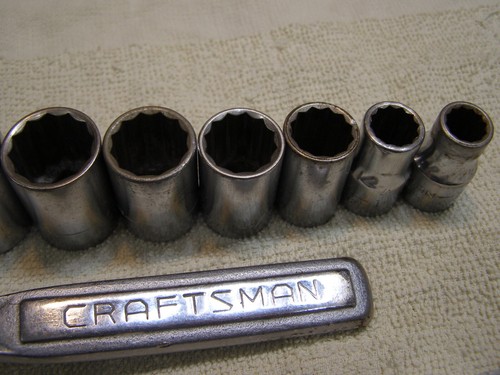 13 Pc Vintage USA Craftsman 1/2 Drive 1971 RHFT Ratchet & Socket Set -V- Series - Picture 9 of 11