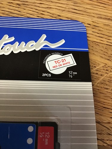 Paquete de 2 cassette Brother 1/2" rojo sobre blanco P-touch PT170K, PT-170K LL4.2 - Imagen 3 de 5
