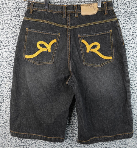 Rocawear Boy's/Teens Black Wash Colored Embroidered Cotton Denim Shorts, Size 20 - Picture 9 of 15