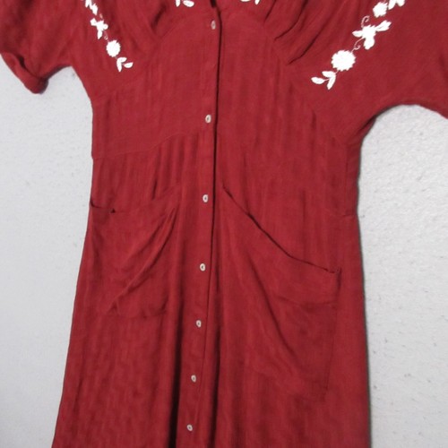 Vestido Free People XS Bordado Midi Bolsillo Manga Dolman Boho Festival Casa de Campo - Imagen 3 de 12