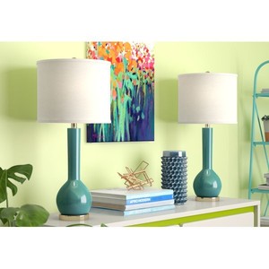 Details About Safavieh Long Neck Ceramic Table Lamp 30 5 In Marine Blue Set Of 2