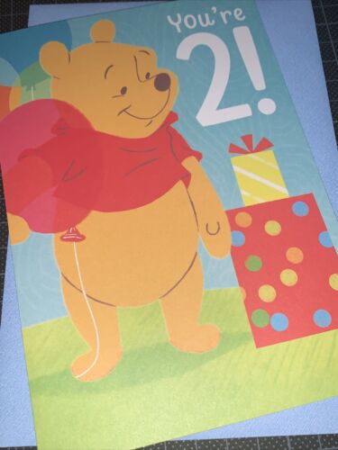 Hallmark 2nd Birthday Card: Disney Winnie The Pooh Balloon Baby Growing Cute - Picture 3 of 6