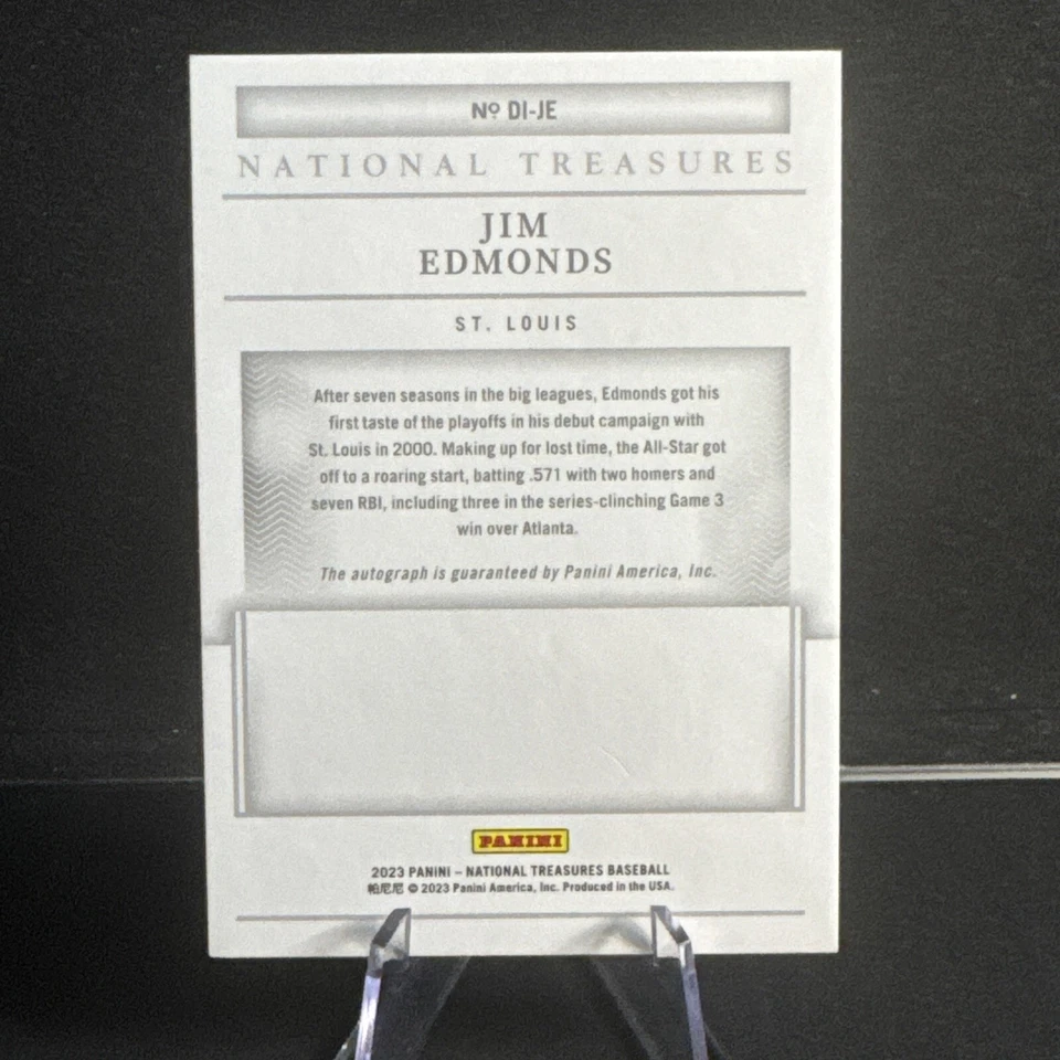 2023 Panini National Treasures JIM EDMONDS Definitive Ink AUTO #'d /25 #DI-JE - Image 2 of 4