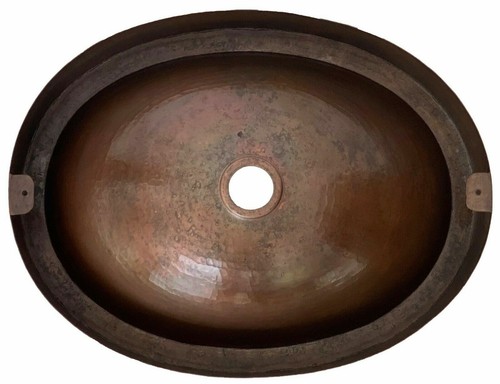 CPS10 16x13 Oval Skirted Semi-Recessed Vessel Copper Bathroom Sink Brown - Picture 4 of 9