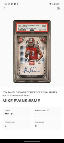 2014 PANINI CROWN ROYALE MIKE EVANS Rookie Signature Silver Plaid /99 - Auto 🔥 - Picture 4 of 4
