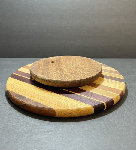 🌾Lazy Susan Wood Turntable Condiment Serving Tray Hand Made In USA 11.5” - Picture 2 of 2