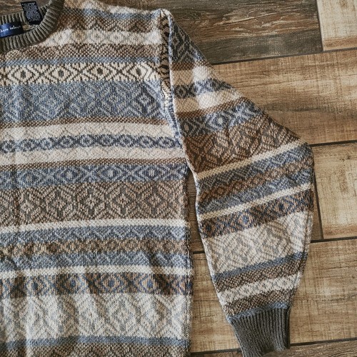 Northern Isles Herren großer Strickpullover braun blau bunt schwer - Bild 5 von 10