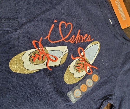 NWT GYMBOREE Mod about Orange I LOVE SHOES Blue top tshirt long sleeve, Size 5 - Picture 12 of 12