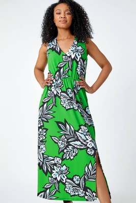 Tropical Print Fit and Flare Dress in ORANGE - Roman Originals UK