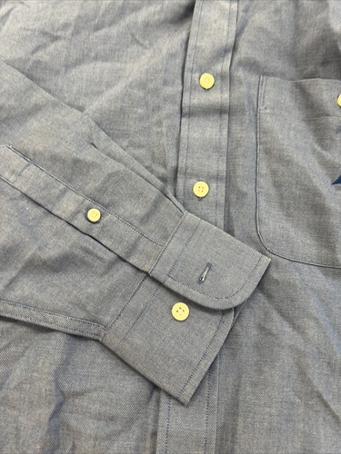 NEW WITH TAGS Nautica Men's Blue Solid Cotton Blend Dress Shirt M $89 - Picture 8 of 10
