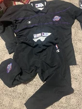Champion Utah Jazz Scott Padgett warm up Jacket Pants Suit Set Jersey BIG