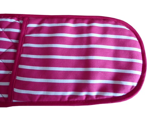 Cotton Double Oven Glove Butchers Stripe Printed Kitchen Cooking Mitt Pot Holder - Picture 8 of 27