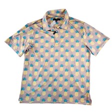 Simply Southern Polo Shirt Mens XL Pink Pineapple Print Stretch Summer Tropical