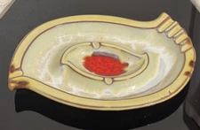 Vintage 1970's Mid Century Modern Ceramic Drip Glaze Retro Ashtray 
