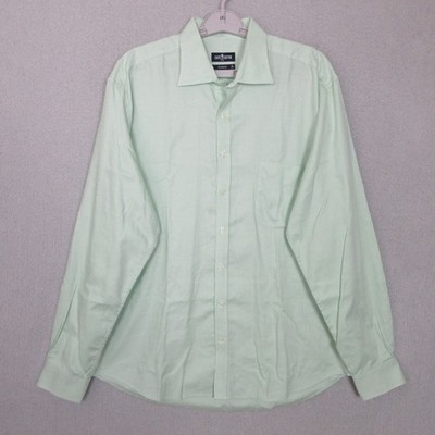 Cafe Coton Dress Shirt Mens XL Exclusive Green Micro Check Long Sleeve
