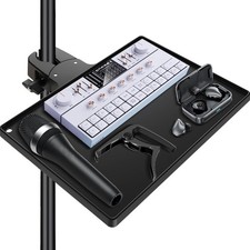 Microphone Stand Tray with Crab Clamp, 10.6" x 7.8" Large Tray Shelf Attachment
