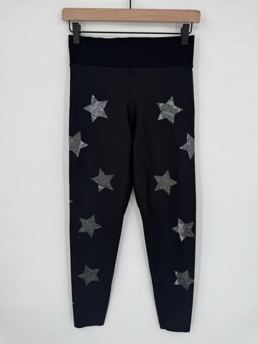 Ultracor Nero Black Leggings Shiny Patent Stars Size XL Made In USA - Picture 1 of 7