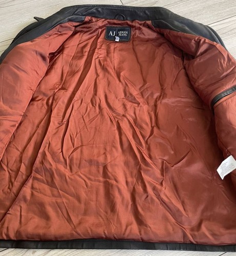 Armani Jeans Leather Jacket L Mens - Picture 15 of 17