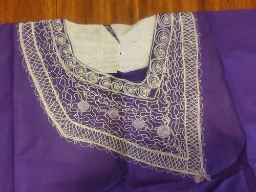 African Traditional Agbaba Top For Kids Boys Embroidery Robe Purple Silver - Picture 5 of 7