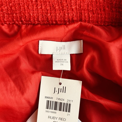 J. Jill Struktur Tweed Sakko Damen Gr. 2X Rubinrot Gefüttert Statement Piece - Bild 9 von 12