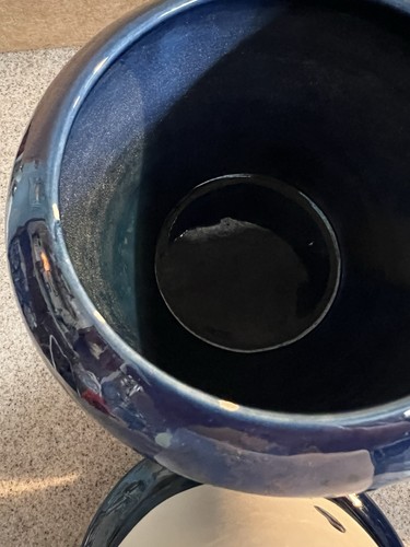 The Violet Pot 1997 VTG Self Watering Planter Blue Glaze African Planter Read - Bild 4 von 5