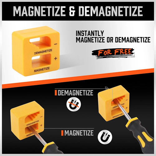 11-teiliges magnetisches Schraubendreher-Set 5 Kreuzschlitz 5 flache Kopfspitzen Magnetisierer Werkzeug - Bild 7 von 9