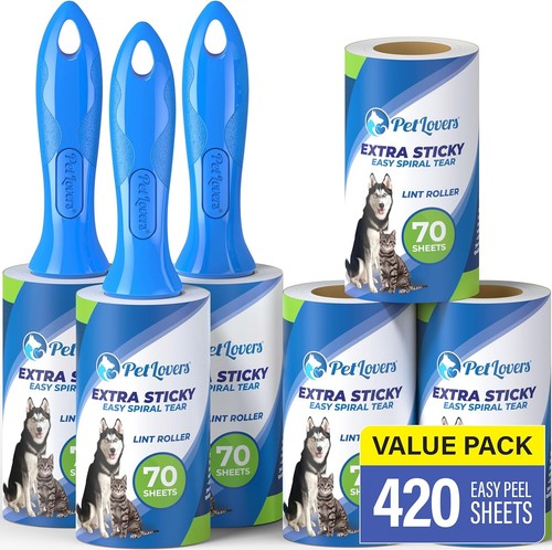 Blauer Fusselroller 6er Pack extra klebriger Tierhaarstaub Fusselentferner mit Nachfüllpackungen - Bild 1 von 7