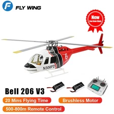 FLY Wing Bell 206 V3 6CH GPS 4 Blades Hovering Auto Return RC RTF Helicopter US