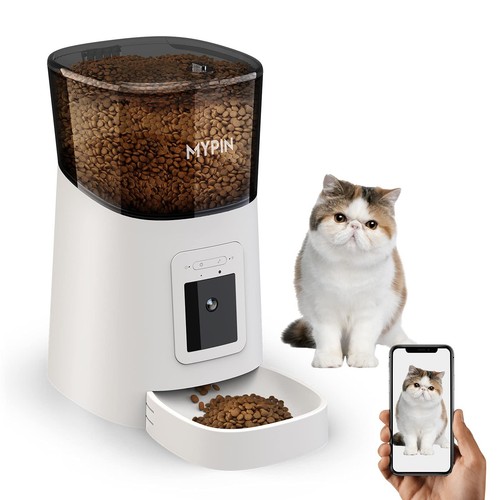 Video Automatic Pet Feeder with HD Camera, Food Dispenser for Cats and Dogs W...