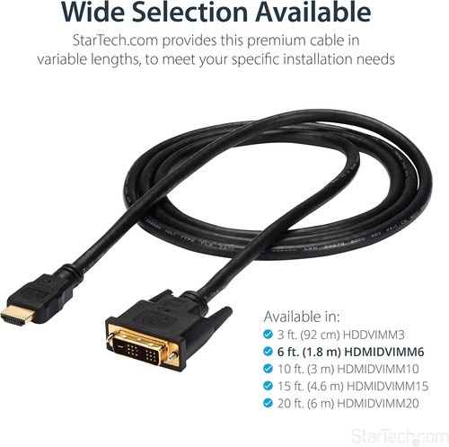 StarTech.com 6ft HDMI to DVI D Adapter Cable - Bi-Directional - HDMI to DVI or D - Picture 2 of 10