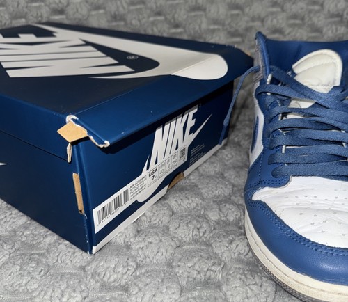 Nike Air Jordan 1 Retro High True Blue White Cement, Grey 7Y FD1437-410 - Picture 10 of 18