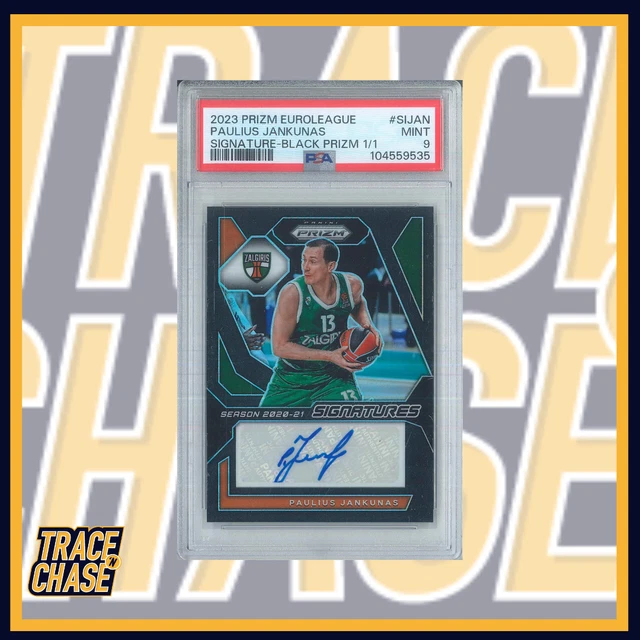 2023-24 Panini Prizm Euroleague BK Paulius Jankunas Black Prizm 1/1 Auto PSA9
