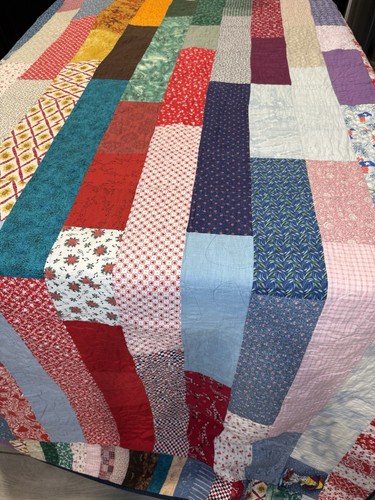 Vintage Handmade Patchwork Quilt Queen FLAW - Bild 13 von 21