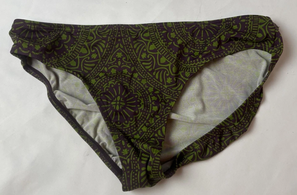 Traje de baño Tankini Perry Ellis 2 piezas verde púrpura talla M cuello halter parte inferior completa  Foto 4 de 4