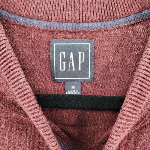 GAP Burgundy 100% Cotton Long-Sleeve Crewneck Thick Knit Sweater Men's Size M - Picture 3 of 4