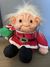 Vintage Adopt A Norfin Troll Plush Doll in a Santa Clause Suit NWT