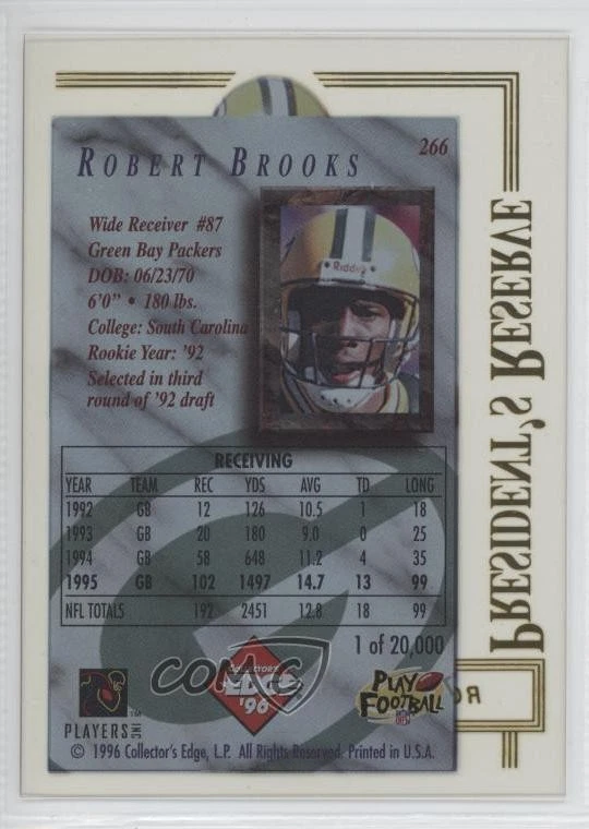 1996 Collector's Edge President's Reserve /20000 Robert Brooks #266 - Image 2 of 2